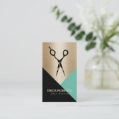 美容師の金ゴールドの緑の黒のモダンのサロン 名刺 (スタンド正面)