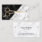 美容師の金ゴールドはエレガントな大理石のサロンを切ります 名刺 (正面/裏面)