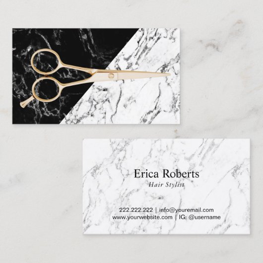 美容師の金ゴールドはエレガントな大理石のサロンを切ります 名刺 (正面/裏面)