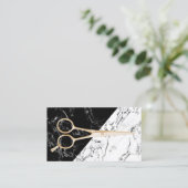 美容師の金ゴールドはエレガントな大理石のサロンを切ります 名刺 (スタンド正面)