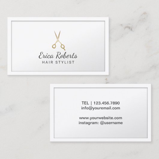 美容師の金ゴールドはミニマルな美容院を切ります 名刺 (正面/裏面)