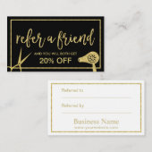 美容師の金ゴールドは及びより乾燥したサロンの紹介切ります 紹介カード (正面/裏面)