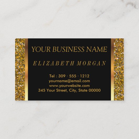 美容師の金ゴールドグリッター 名刺 (裏面)