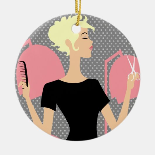 美容師の陶磁器のクリスマスオーナメント セラミックオーナメント (正面)