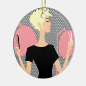 美容師の陶磁器のクリスマスオーナメント セラミックオーナメント (左)