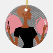 美容師の陶磁器のクリスマスオーナメント セラミックオーナメント (正面)