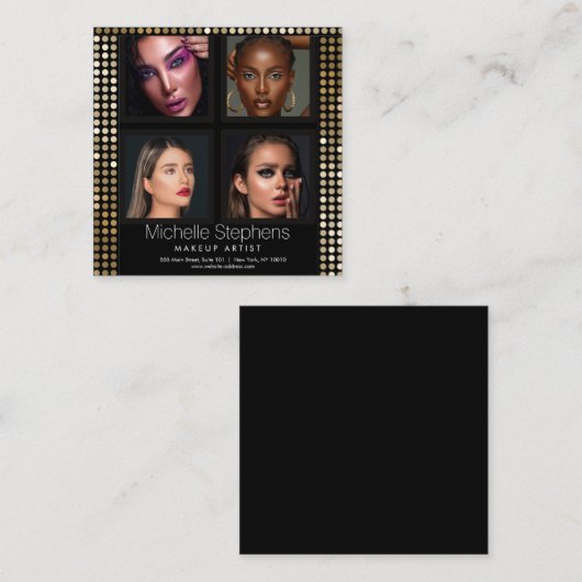 美容師の髪とメイクアップアーティスト スクエア名刺 (正面/裏面)