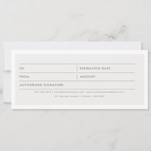 美容師の髪のサロンギフト証明書券 (正面)