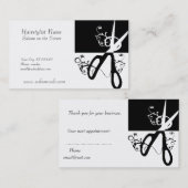 美容師の魔法の渦巻の白黒は切ります 予約カード (正面/裏面)