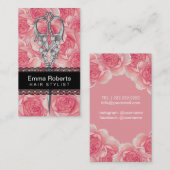 美容師の黒によってひもで締められる花の美容院 名刺 (正面/裏面)