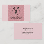 美容師の黒はエレガントな淡いピンクを切ります 名刺 (正面/裏面)
