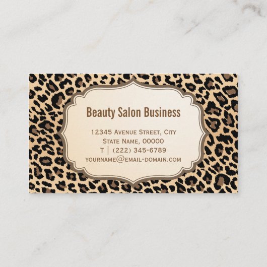 美容師はさみエレガントクリームヒョウ柄 名刺 (裏面)