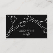 美容師はさみシックモダンシンプルラインアート 名刺 (正面)