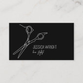 美容師はさみシックモダンシンプルラインアート 名刺 (正面)