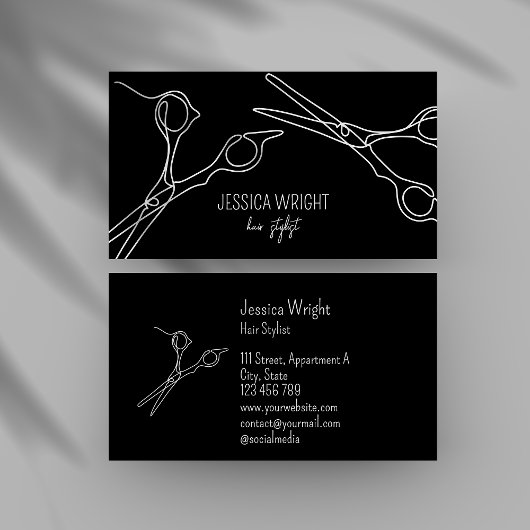 美容師はさみシックモダンシンプルラインアート 名刺