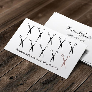 美容師はさみシンプルロイヤリティパンチ ロイヤリティカード