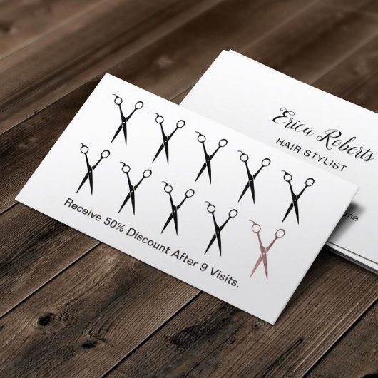 美容師はさみシンプルロイヤリティパンチ ロイヤリティカード