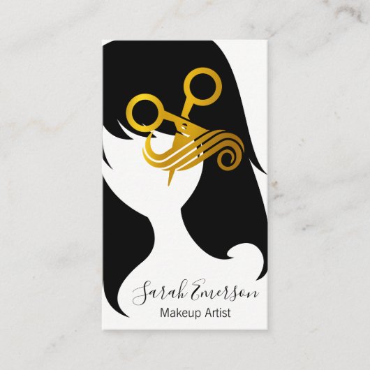 美容師はさみヘアロゴ 名刺 (正面)