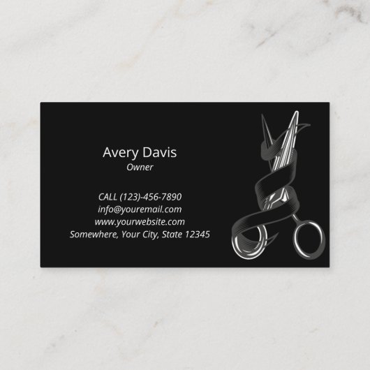 美容師はさみモダンブラック理容師カスタム 名刺 (裏面)