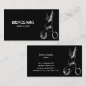 美容師はさみモダンブラック理容師カスタム 名刺 (正面/裏面)