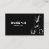 美容師はさみモダンブラック理容師カスタム 名刺 (正面)