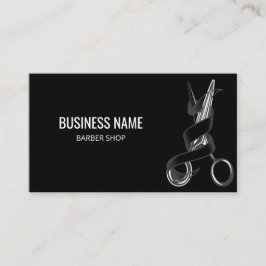 美容師はさみモダンブラック理容師カスタム 名刺