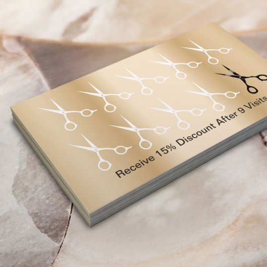 美容師はさみモダン金ゴールドロイヤリティパンチ ロイヤリティカード