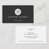 美容師はさみロゴ銀と黒 名刺 (正面/裏面)