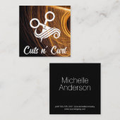 美容師はさみロゴ | ウォメンズ美しい スクエア名刺 (正面/裏面)