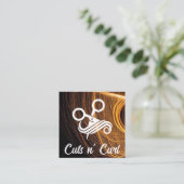 美容師はさみロゴ | ウォメンズ美しい スクエア名刺 (スタンド正面)