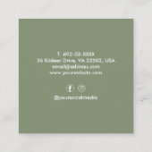 美容師はさみ理容師セージグリーンカスタム スクエア名刺 (裏面)