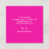 美容師はさみ理容師ホットピンクカスタム スクエア名刺 (裏面)