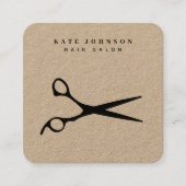 美容師はさみ理容師QRコードビジネスロゴ スクエア名刺 (正面)
