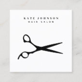 美容師はさみ理容師QRコードビジネスロゴ スクエア名刺 (正面)