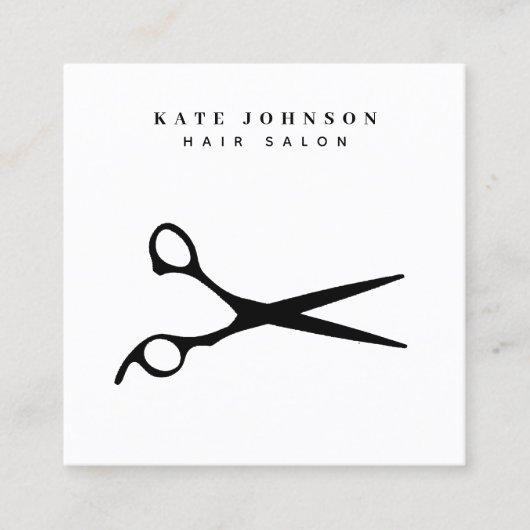 美容師はさみ理容師QRコードビジネスロゴ スクエア名刺 (正面)