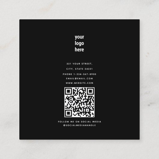 美容師はさみ理容師QRコードビジネスロゴ スクエア名刺 (裏面)