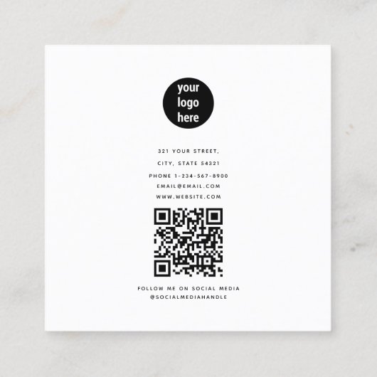 美容師はさみ理容師QRコードビジネスロゴ スクエア名刺 (裏面)