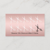 美容師はさみ箔バラ金ゴールドロイヤリティパンチ ロイヤリティカード (正面)