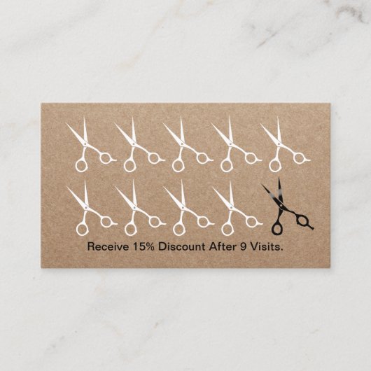 美容師はさみ素朴ロイヤリティパンチ ロイヤリティカード (正面)