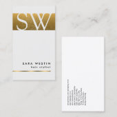 美容師はっきりした金ゴールドモノグラム名刺 名刺 (正面/裏面)