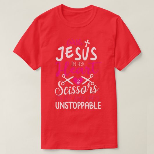 美容師はイエスをハートはさみでプレゼント Tシャツ (デザイン正面)