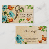 美容師はガーリーなヴィンテージの花柄を切ります 予約カード (正面/裏面)