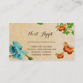 美容師はガーリーなヴィンテージの花柄を切ります 予約カード (裏面)