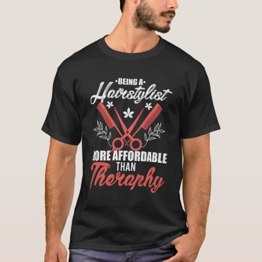 美容師はセラピーおもしろい美容師バーベ Tシャツ (正面)