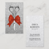 美容師はモダンな銀製のサロンを切りましたり及び曲げます 名刺 (正面/裏面)