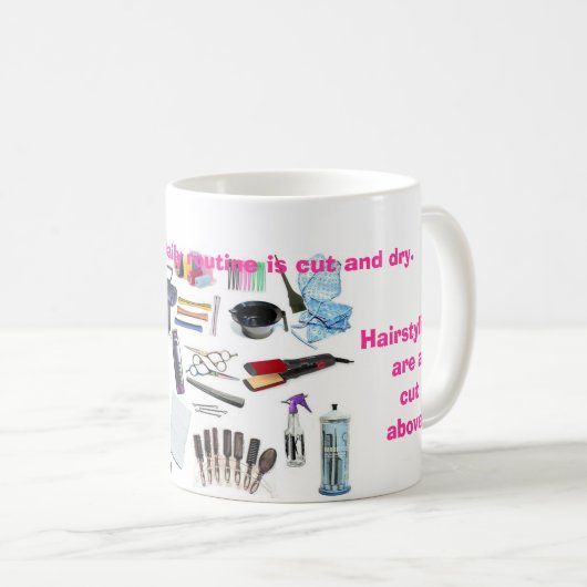 美容師は上記の切口です コーヒーマグカップ (正面右)