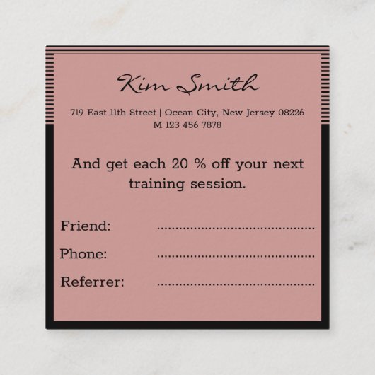 美容師は友人のスクエア参照カードを参照 紹介カード (裏面)