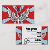 美容師は翼の入れ墨のレトロのcosmoを切ります 名刺 (正面/裏面)