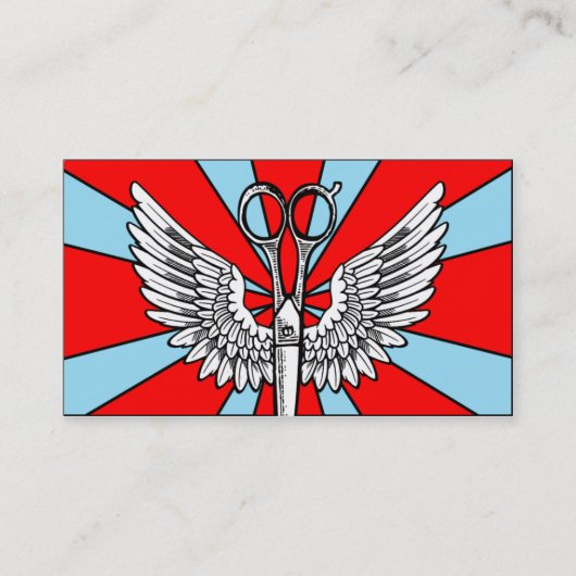 美容師は翼の入れ墨のレトロのcosmoを切ります 名刺 (正面)