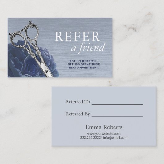 美容師ほこりっぽい青いフローラサロン紹介 紹介カード (正面/裏面)